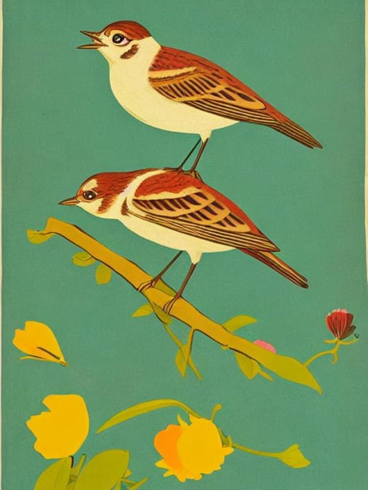 Lark Midcentury Illustration Bird