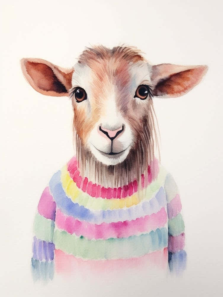 Baby Animal Watercolour Goat 4