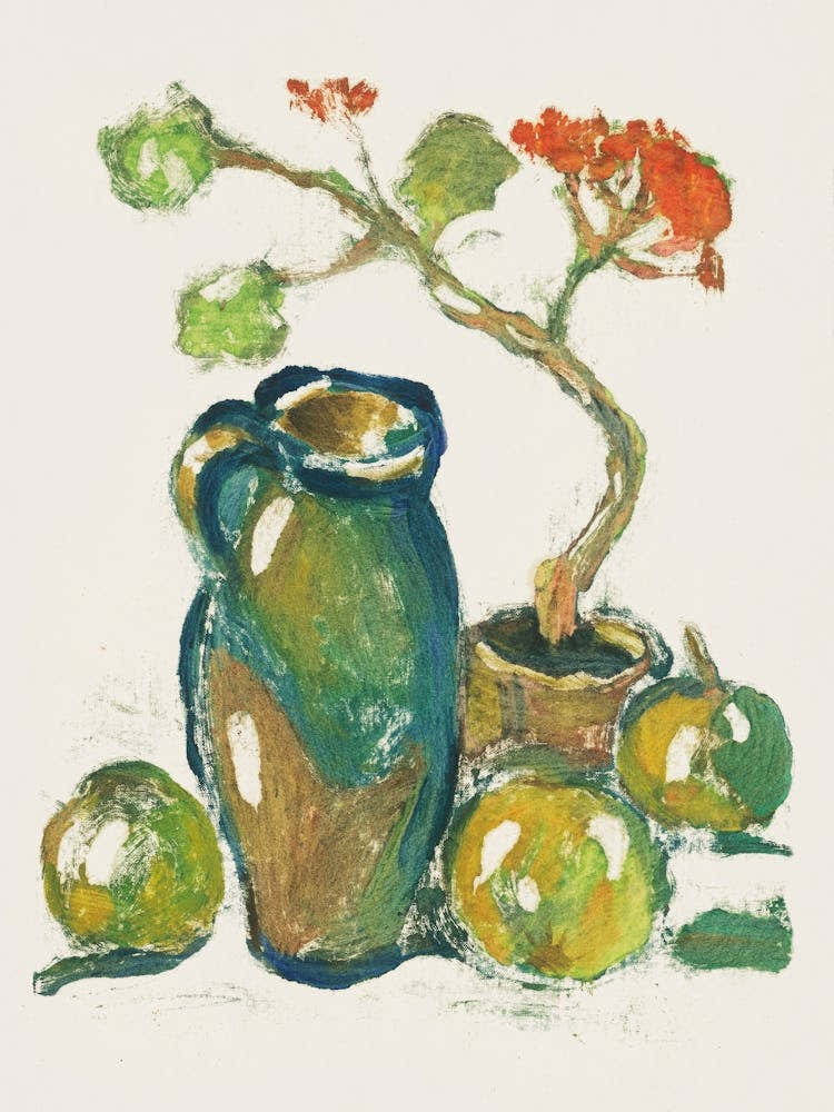 Green Vase With Fruit