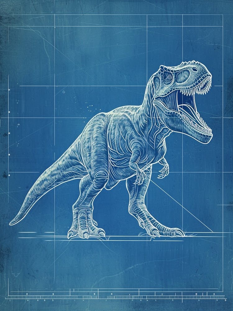 T Rex Dinosaur Blue Print Inspired 2