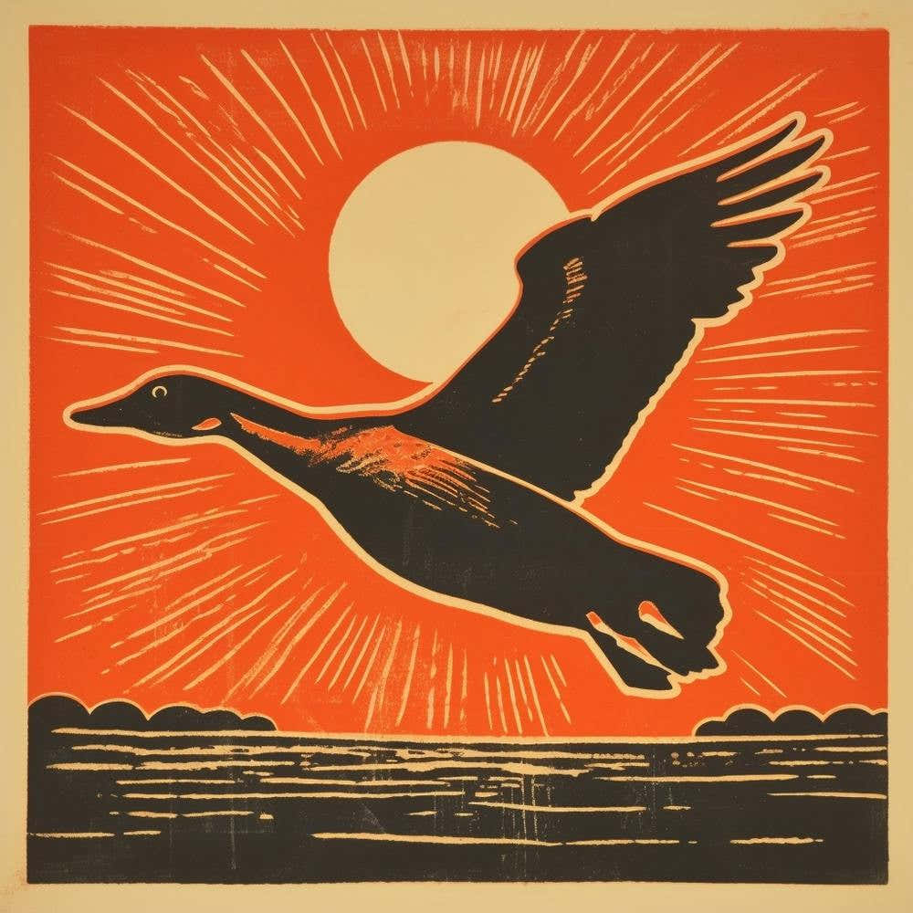 Retro Bird Lithograph Goose 1