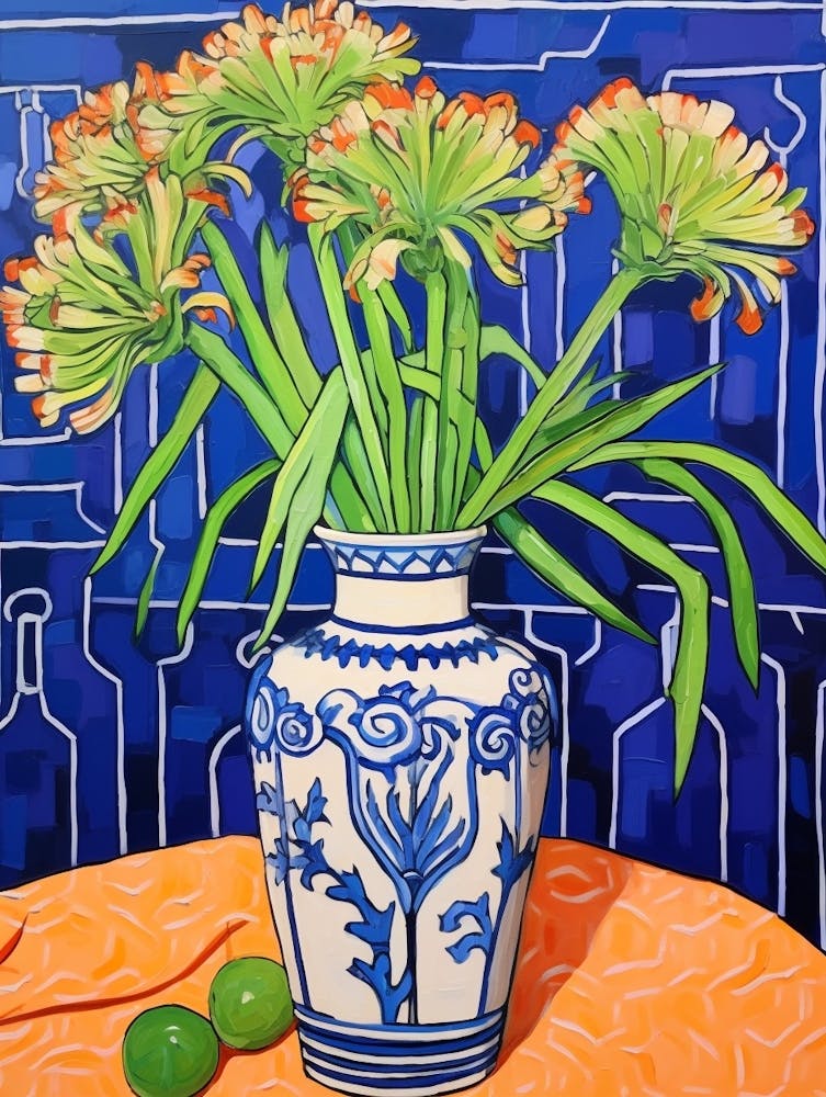 Flowers In A Vase Still Life Painting Agapanthus 2