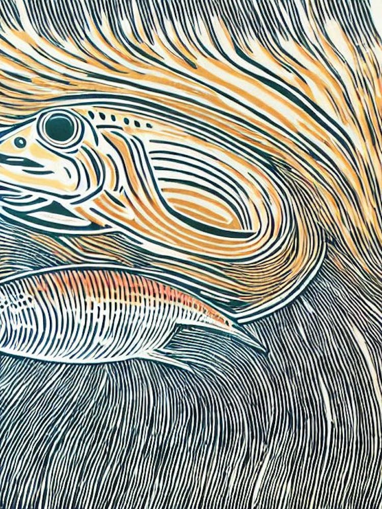 Rainbow Shark II Linocut