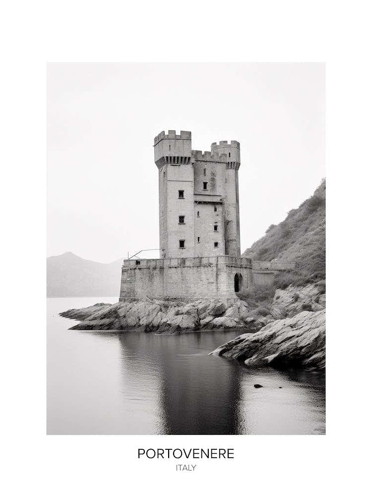 Poster Of Portovenere, Italy, Black And White Photo 4
