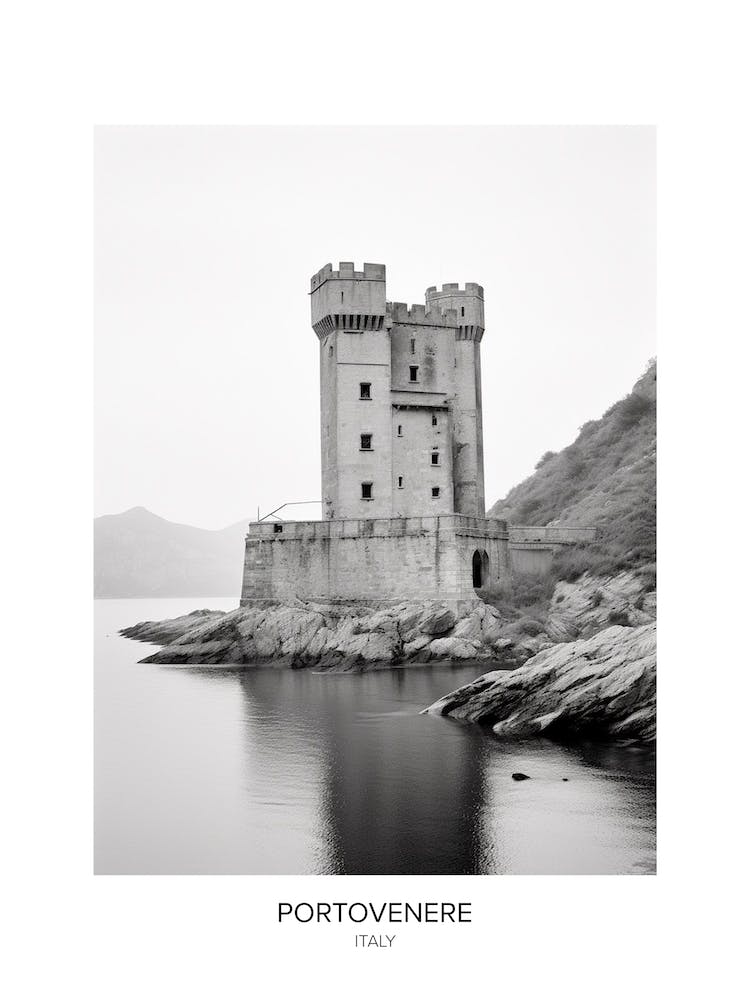 Poster Of Portovenere, Italy, Black And White Photo 4