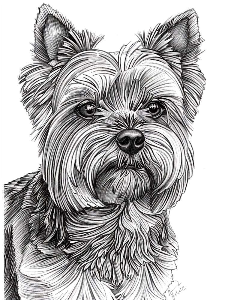 Yorkshire Terrier Dog Line Sketch 3