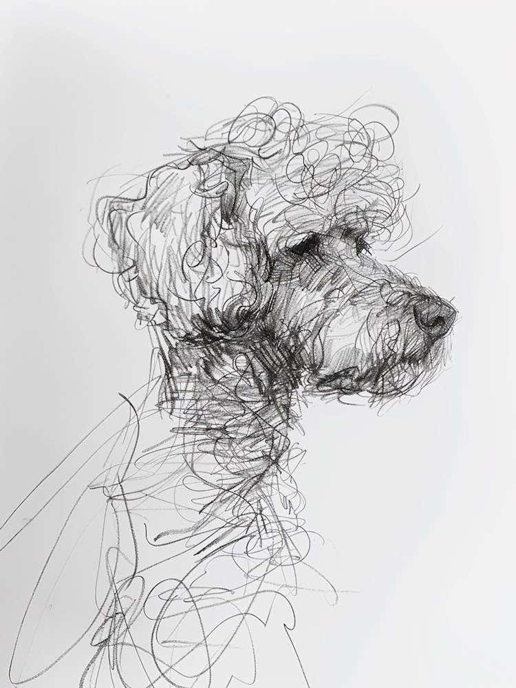 Poodle Dog Charcoal Line 2