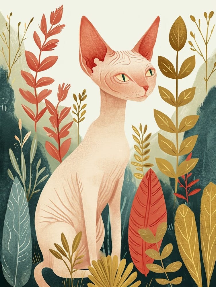 Sphynx Cat Storybook Illustration 1