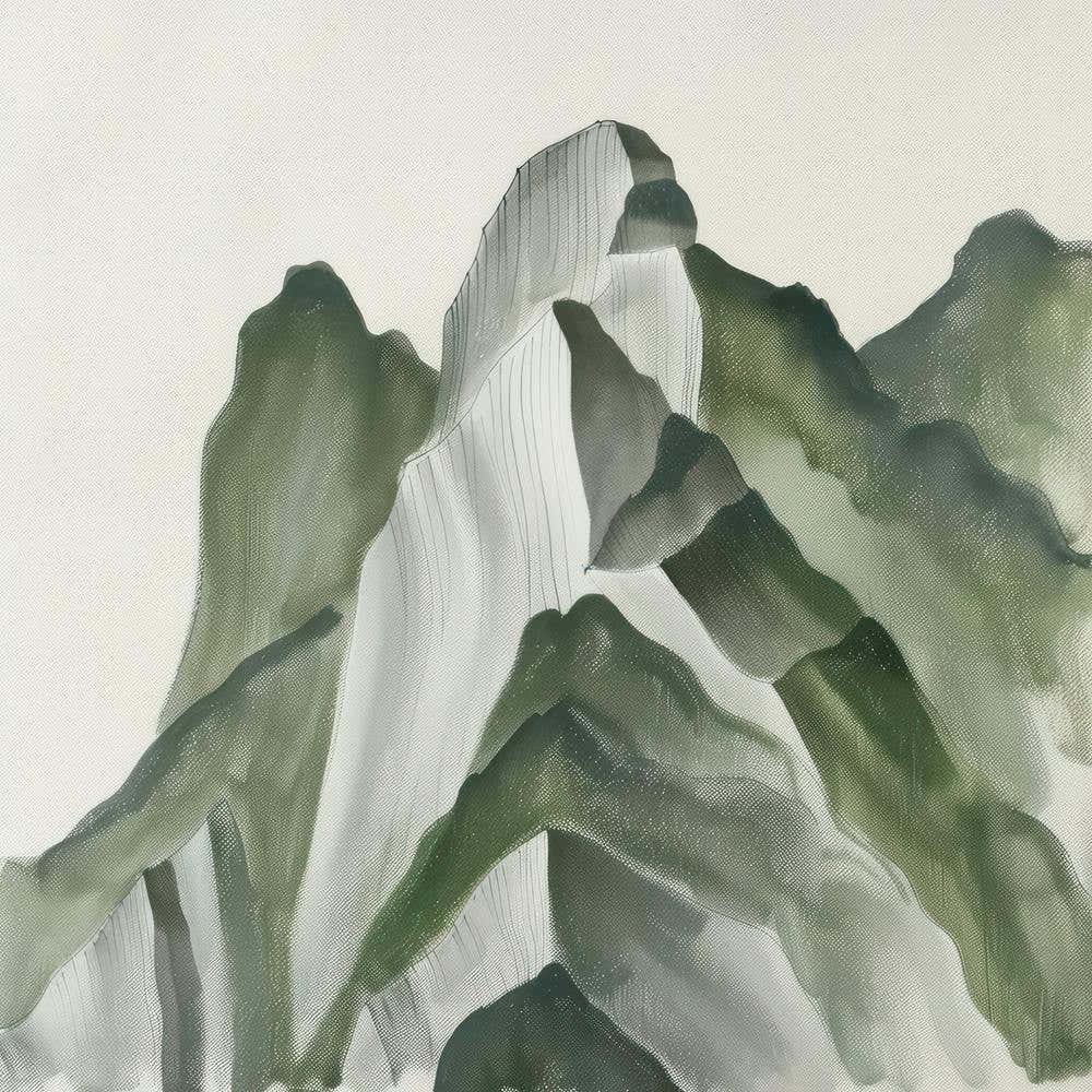 Japanese Watercolour Of Mount Myogi 7