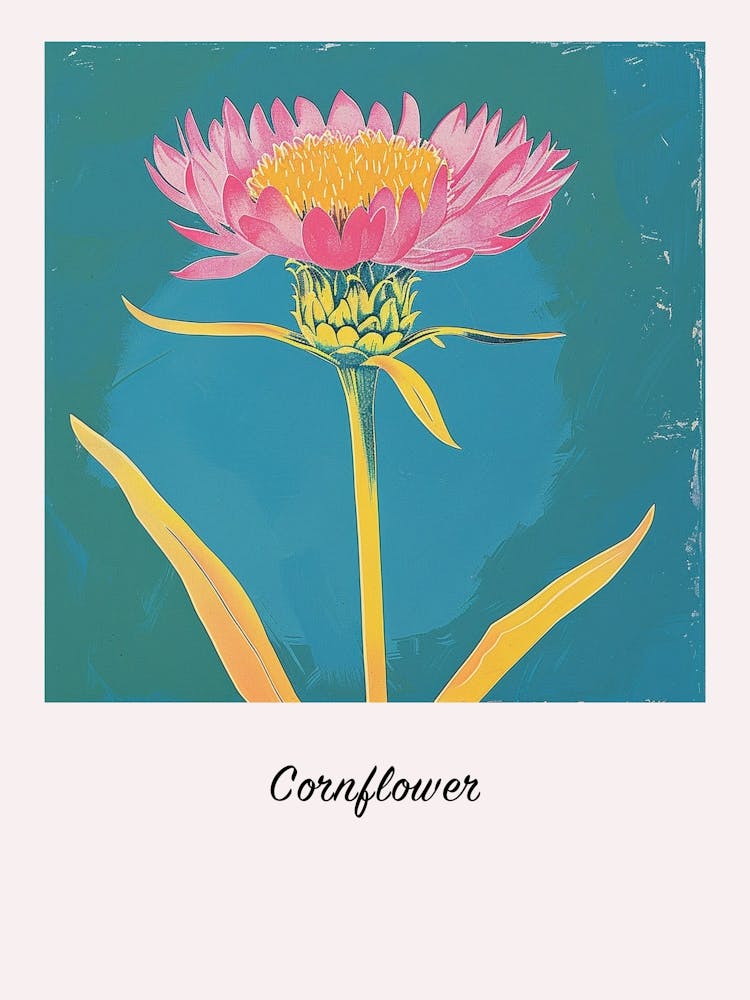 Cornflower 2 Square Flower Illustration Poster