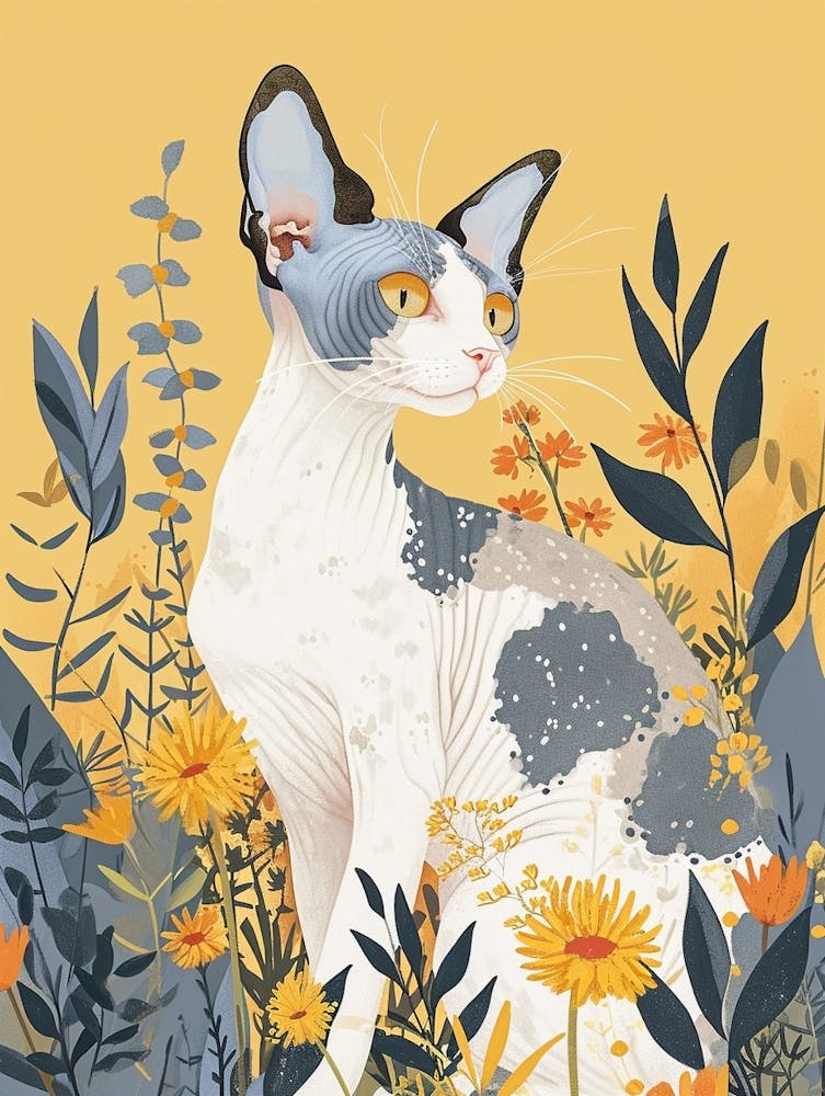 Cornish Rex Storybook Illustration 1