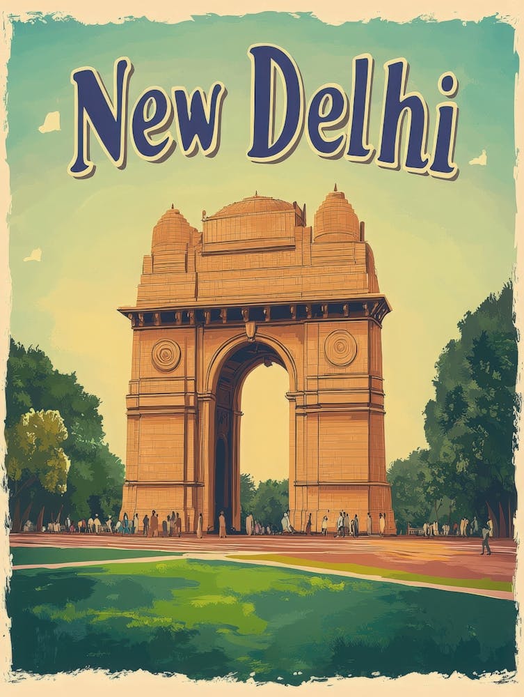 Aihrgdesign A Vintage Travel Poster Of New Delhi 3
