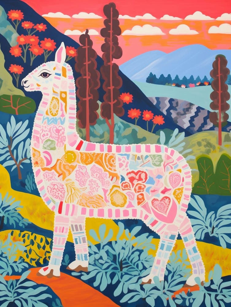 Maximalist Animal Painting Llama 1