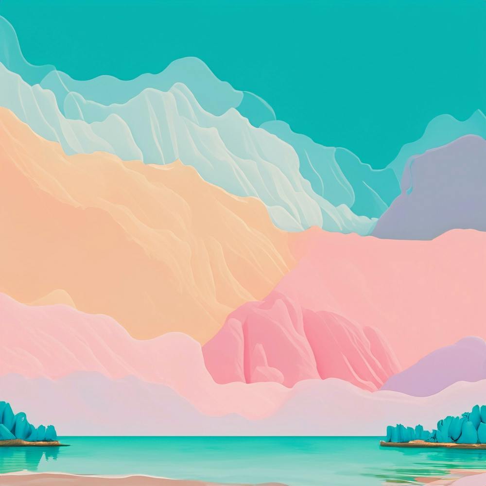 Mountains By The Sea  Abstract Landscape Painting