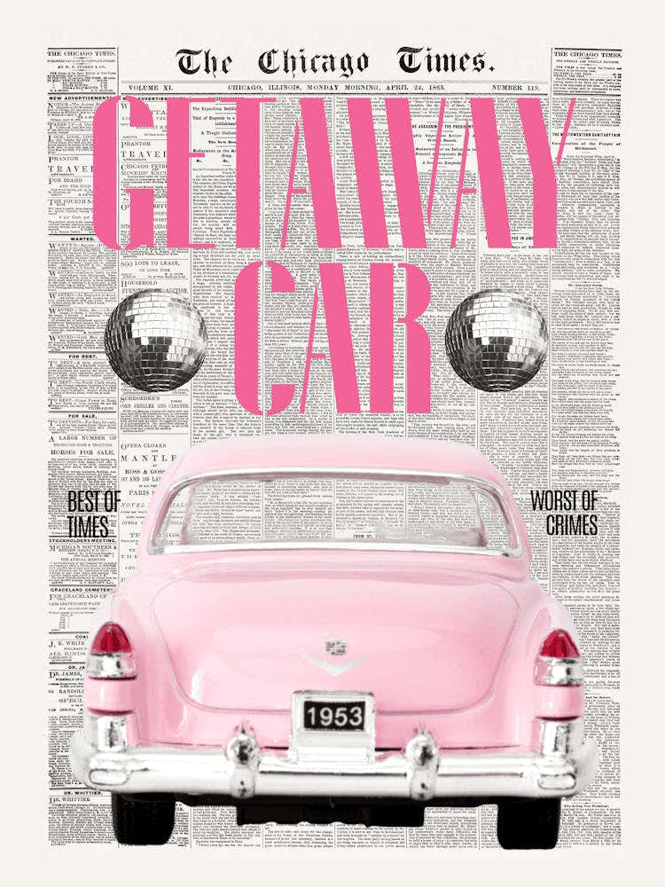 Getaway Car Retro Trendy Newspaper