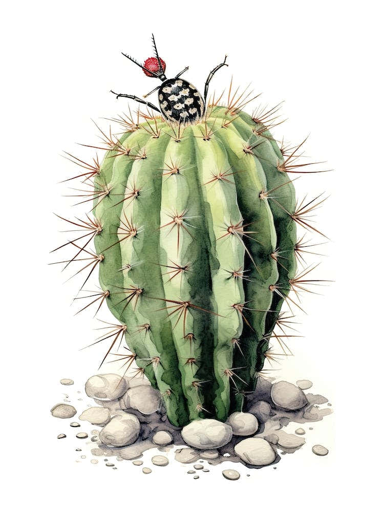 Zebra Cactus Watercolour Drawing 2