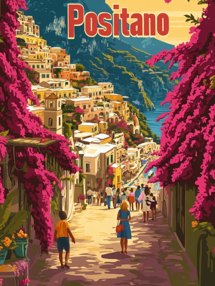 Aihrgdesign A 1970s Inspired Travel Poster For Positano