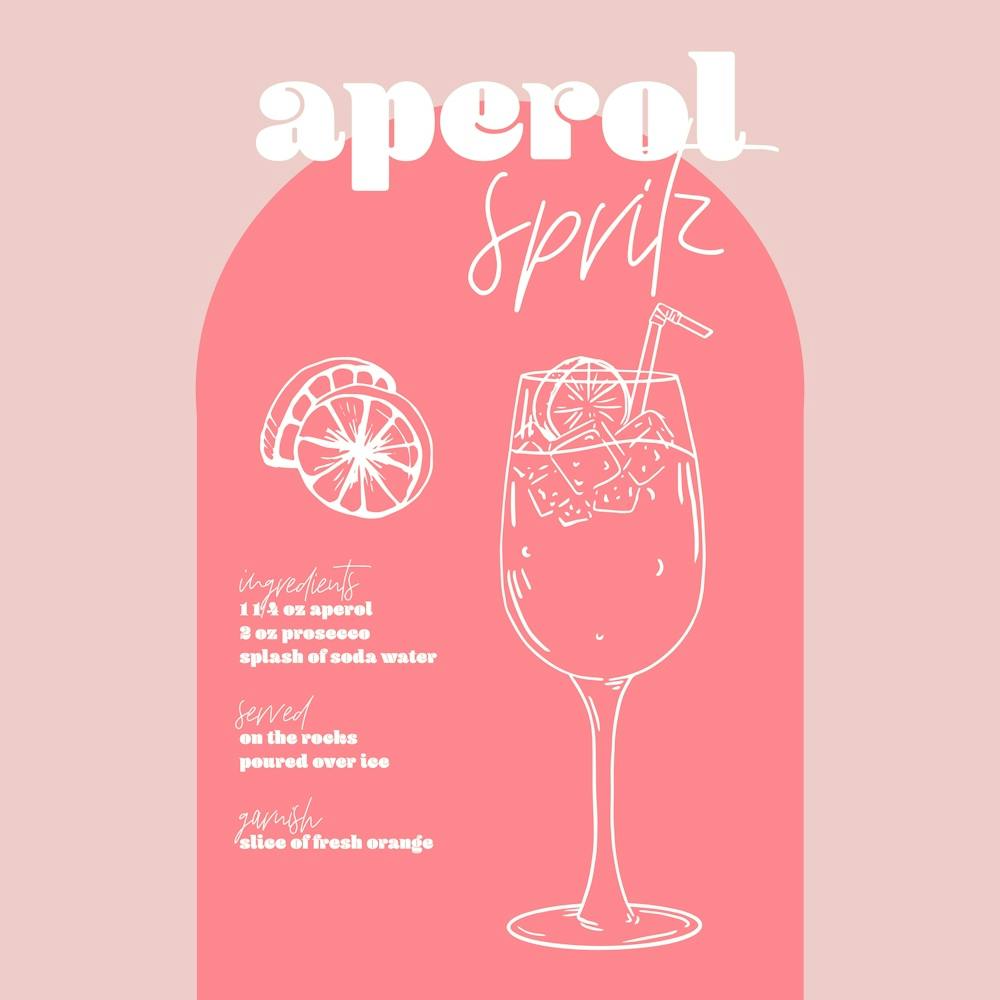 Vintage Retro Inspired Aperol Spritz Recipe Pink And Dark Pink Square