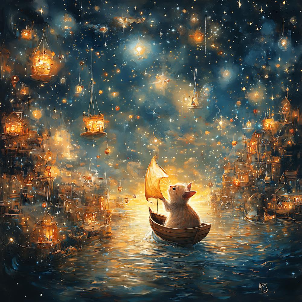 Cat Sailing Starry Sea Fantasy 3