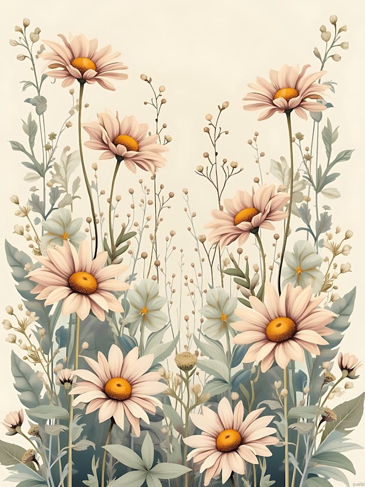 Muted Foliage on Cream Backdrop