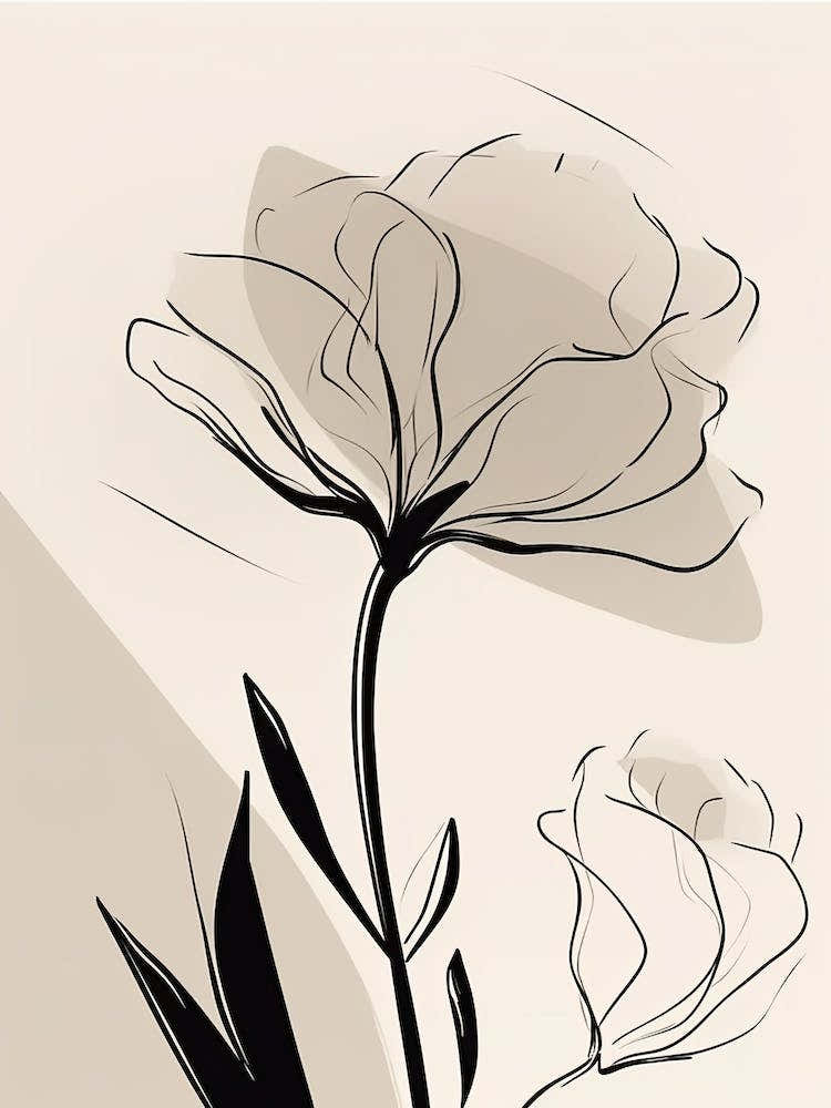 Gladioli Line Art Flowers Illustration Neutral 11