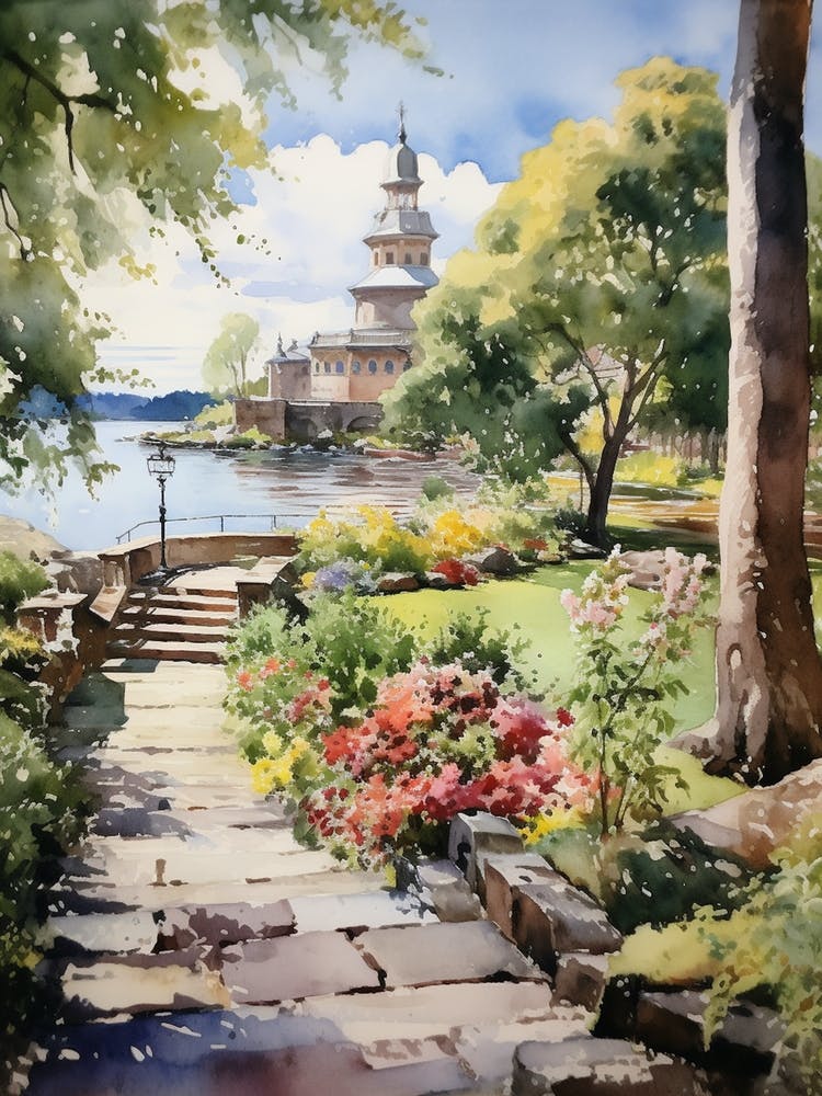 Fredriksdal Museum And Gardens Sweden Watercolour