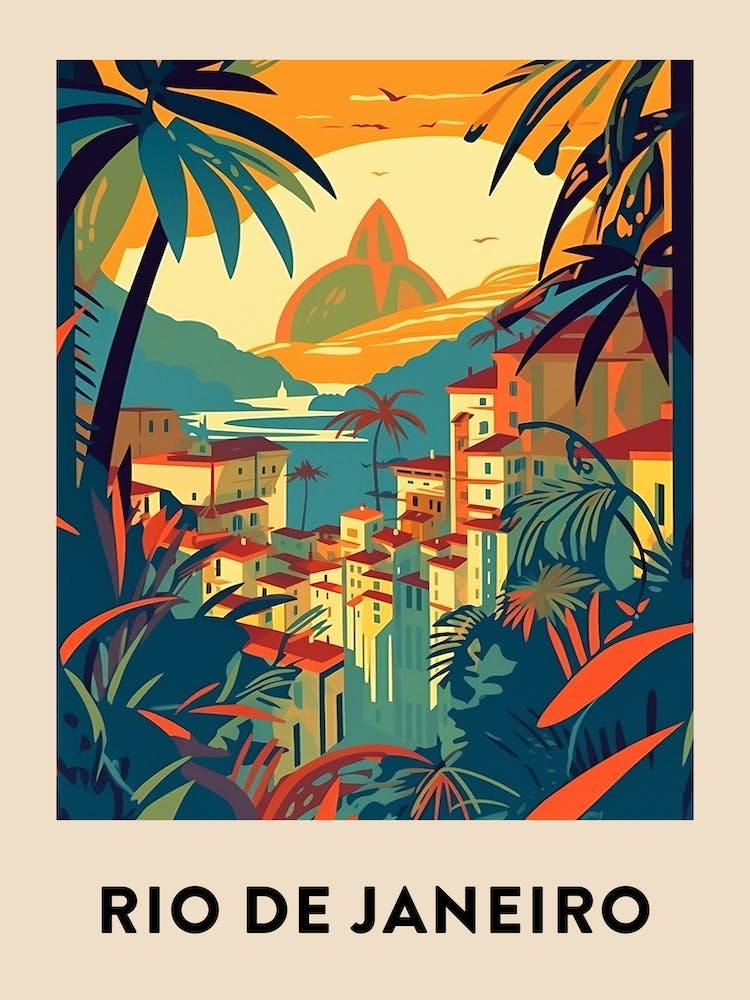Rio De Janeiro Vintage Travel Poster