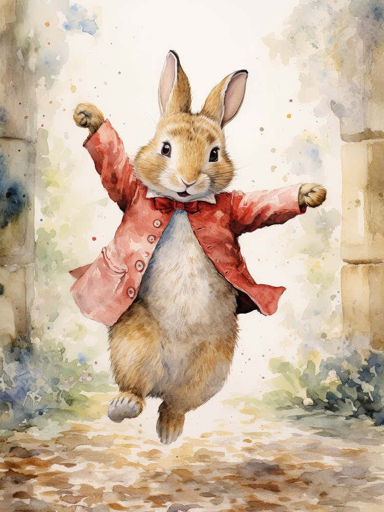 Bunny Dancing Rabbit Prints Watercolour 2