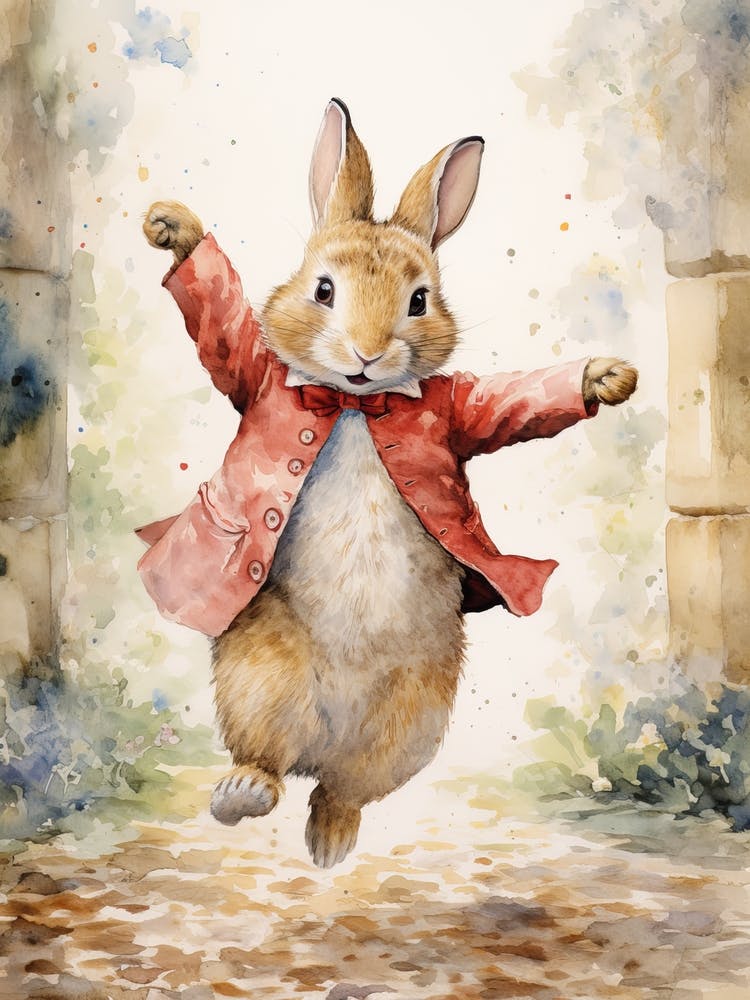 Bunny Dancing Rabbit Prints Watercolour 2