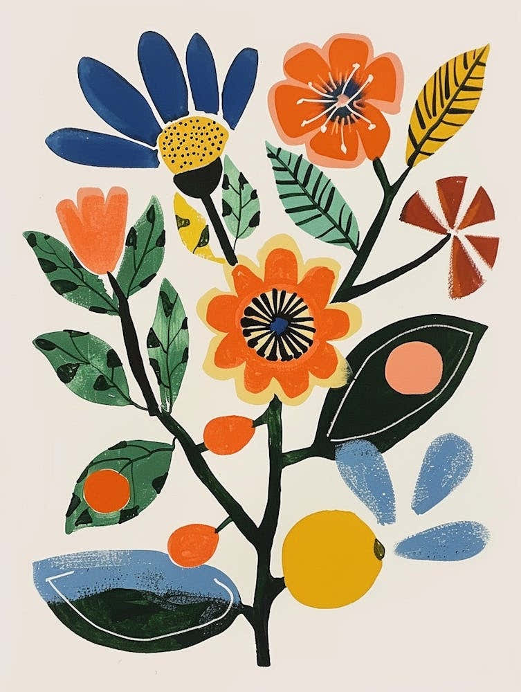 Painted Florals Bergamot 1