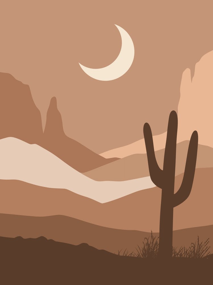 Desert Landscape With Cactus 1