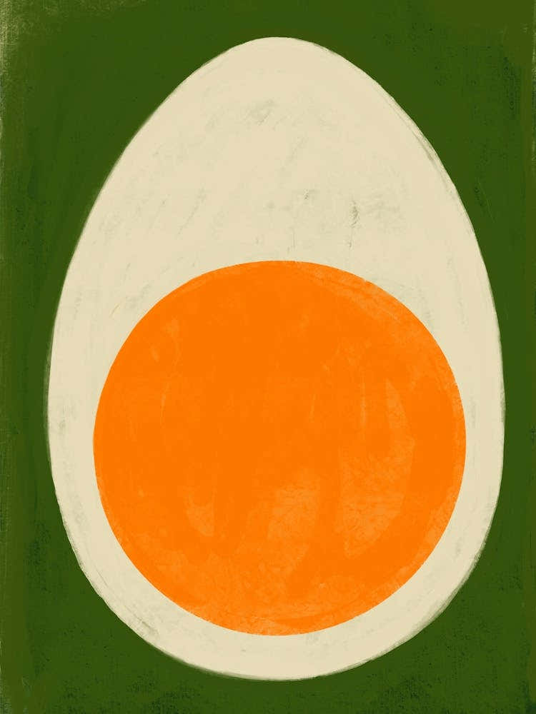 Hard Boiled Egg on Green Kitchen Decor