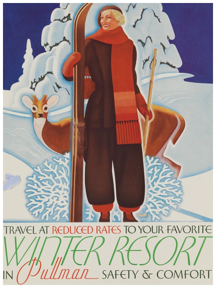 Winter Resort Vintage Travel Poster