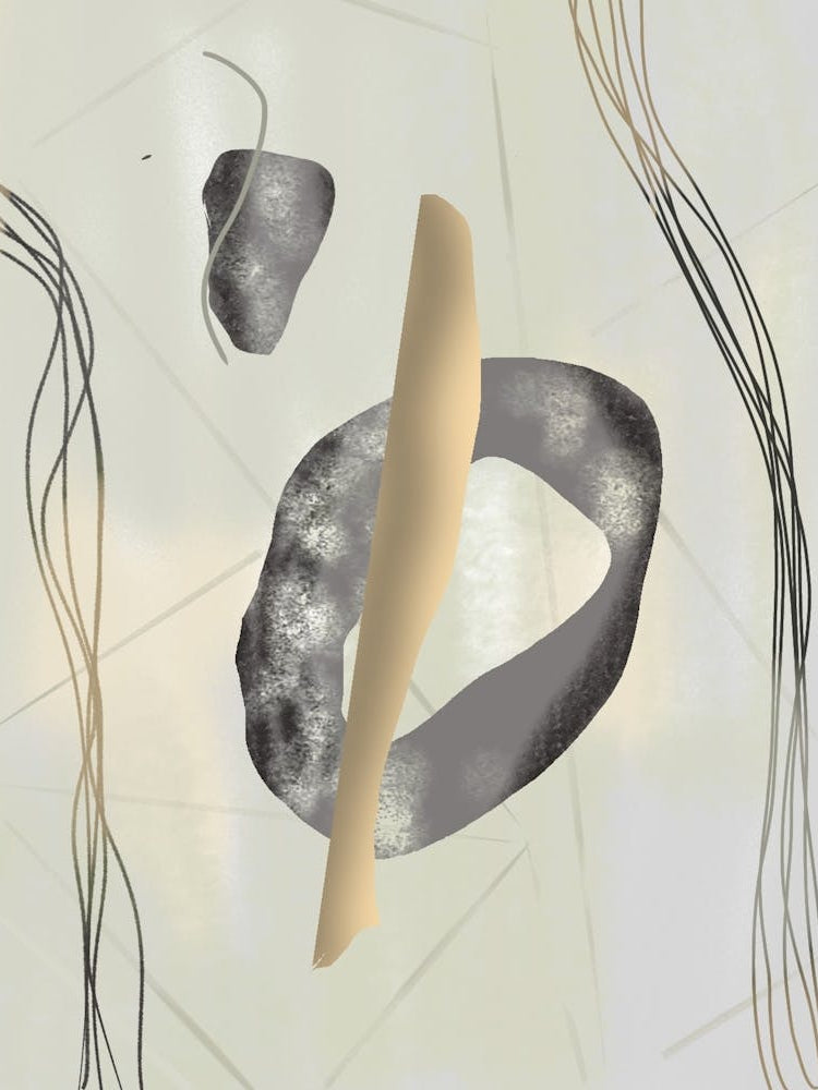 Abstract Lines and Shapes Grey and Gold