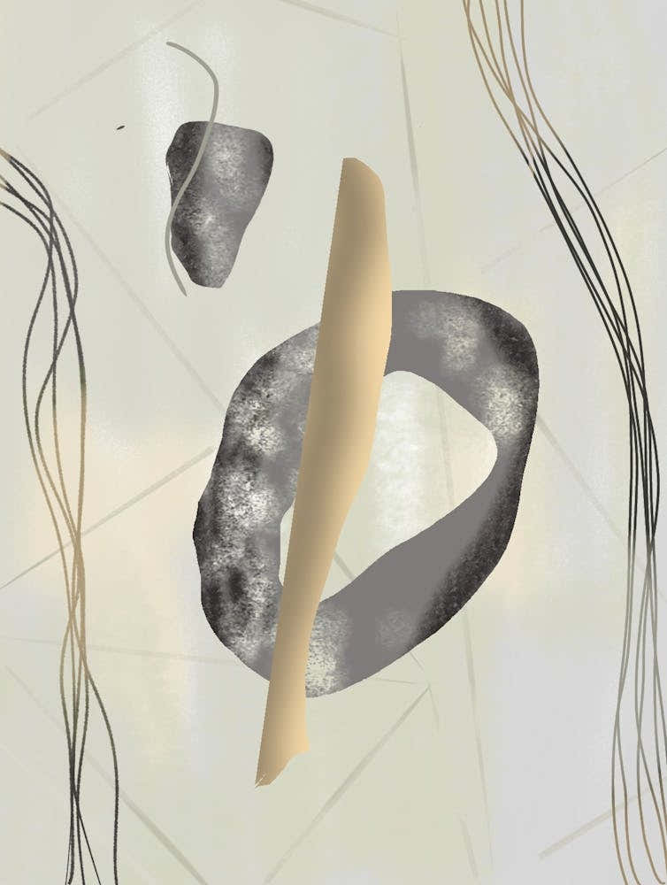 Abstract Lines and Shapes Grey and Gold