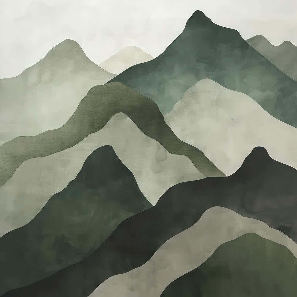 Japanese Watercolour Of Mount Hotaka 2