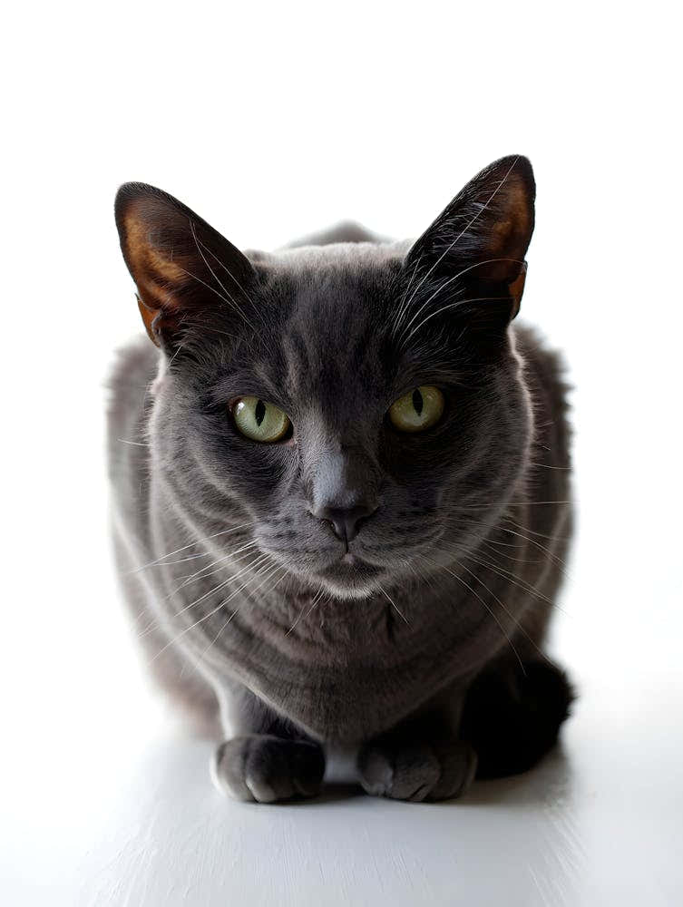 Gray Cat with Green Eyes