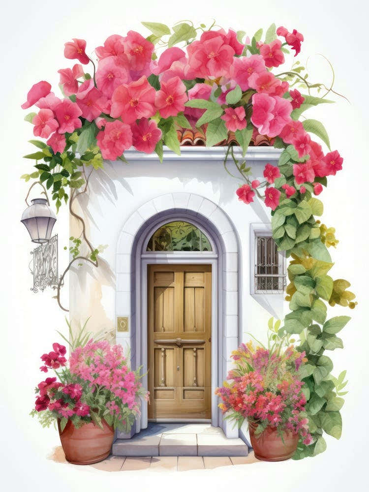 Valencia, Spain   Mediterranean Doors Watercolour Painting 2