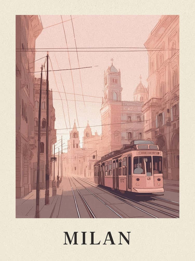 Milan Vintage Pink Italy Poster