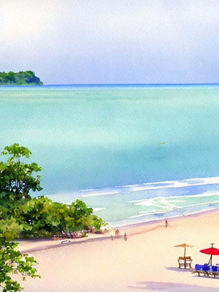 Cha Am Beach 4, Thailand Watercolour