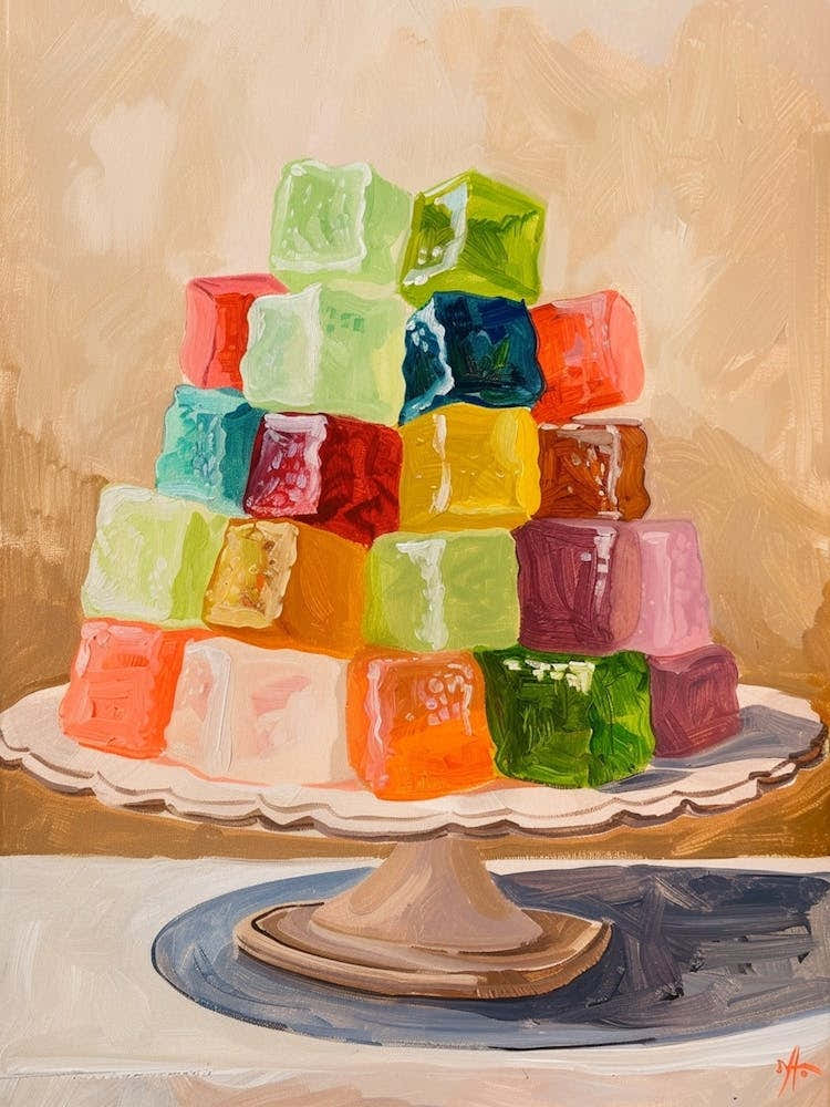 Rainbow Jelly Cubes Beige Painting 2