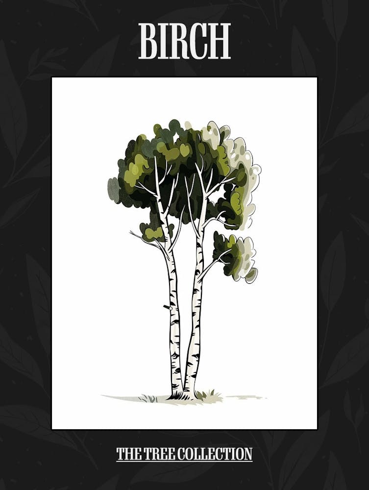 Birch Tree Pixel Illustration 2 Poster