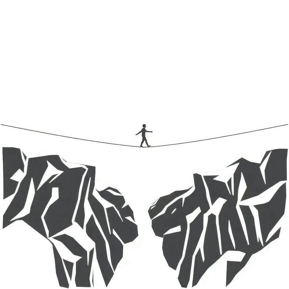 Man Walking On A Tightrope