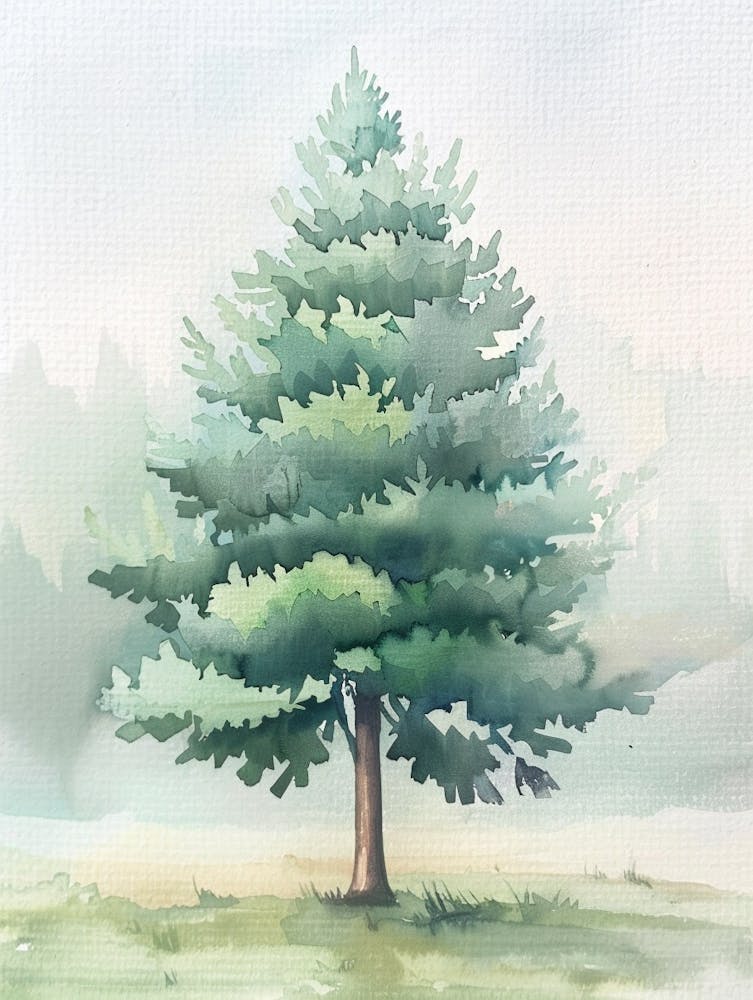 Cypress Tree Atmospheric Watercolour Painting 4
