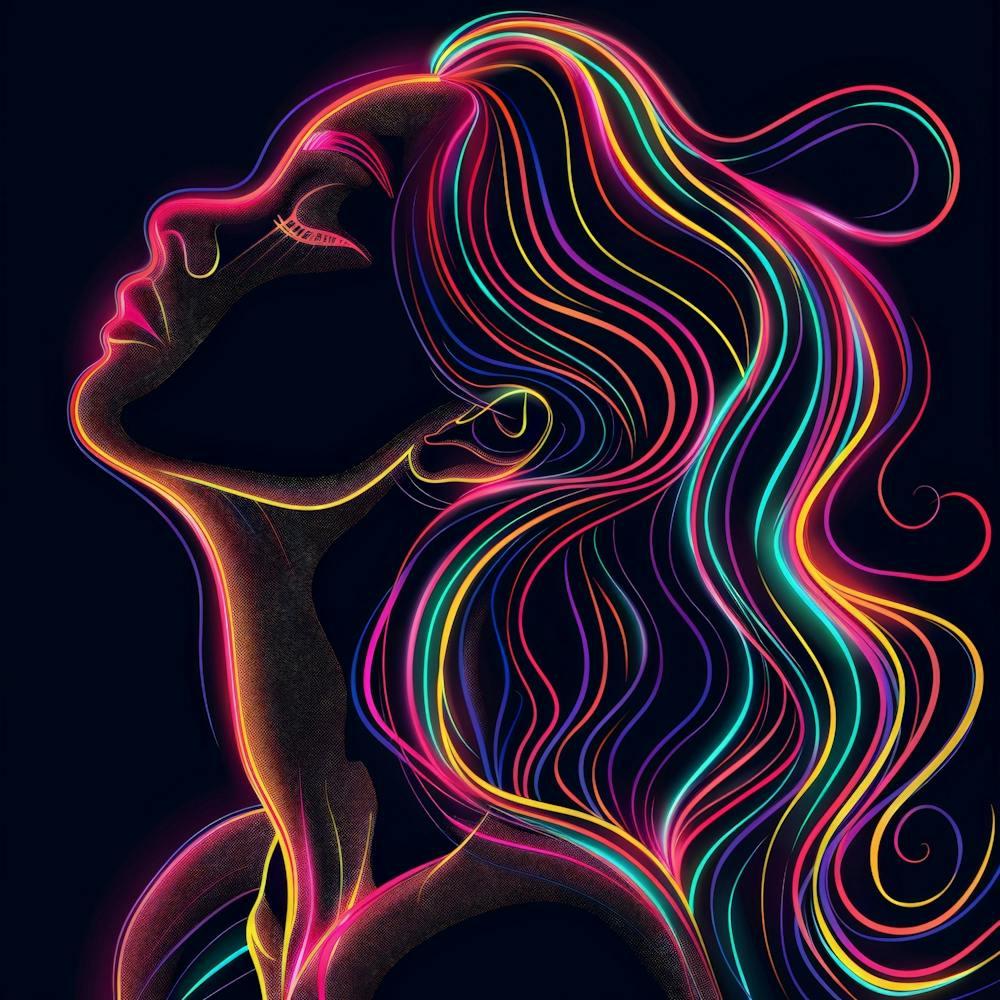 Neon Portrait Of A Woman