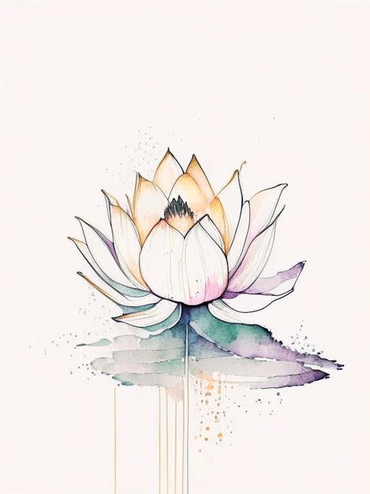 Sacred Lotus Minimal Watercolour 4