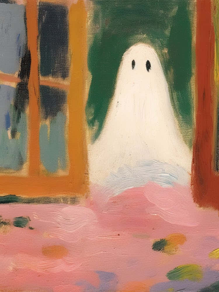 Open Window With A Ghost, Matisse Style, Spooky Halloween 1