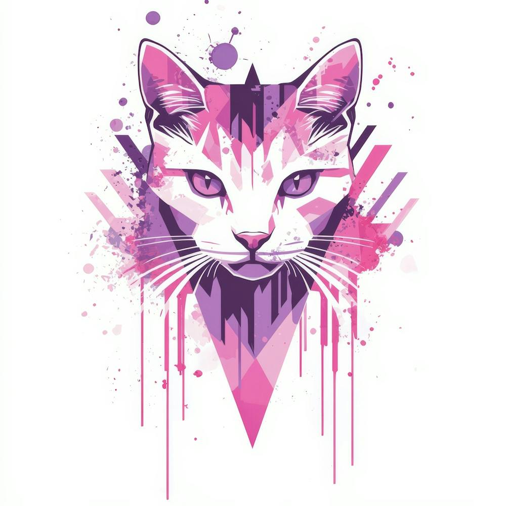 Color Drip Animal T Shirt Design A Geometric Cat