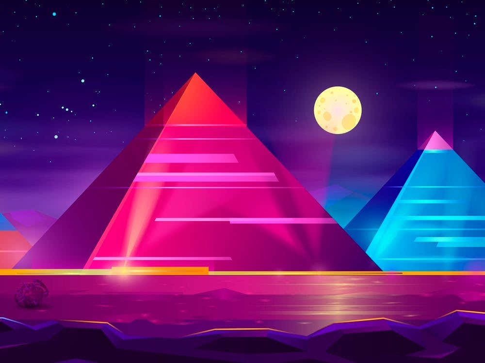 Synthwave Neon City - Egypt & pyramid