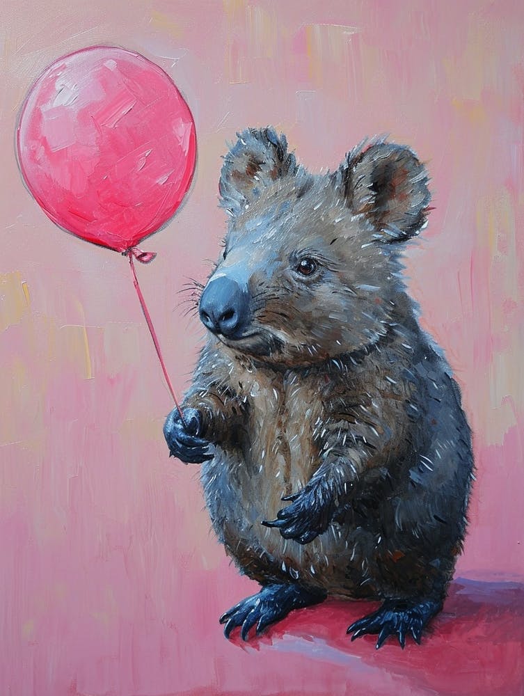 Cute Wombat 4 With Balloon